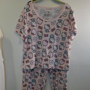 Hello Kitty 2 Piece Pajama Set Top Bottoms Womens Size 1X